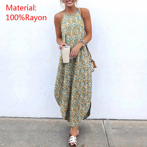 Sexy Sleeveless Print Maxi Dress - ROUTINE FASHION